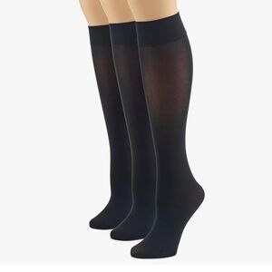 HUE U21142 WOMENS 3 PAIR PACK MODAL AND COTTON KNEE SOCKS BLACK OS NWT